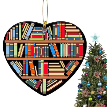 Орнамент на книжной полке в форме сердца, украшения для Рождественской елки, книжный орнамент на книжной полке в форме сердца, Декор окон, рождественские принадлежности