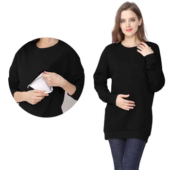 Осенне-зимние блузки для беременных, женские повседневные топы для кормления на молнии, толстовка для грудного вскармливания, Верхняя одежда для беременных