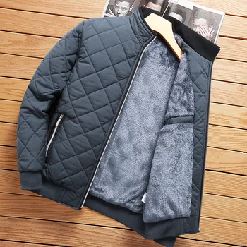 Осенне-зимние Куртки Для мужчин, Модная Приталенная куртка с хлопчатобумажной подкладкой, меховая льняная теплая утепленная куртка-бомбер, пальто с воротником-стойкой 2022 г.