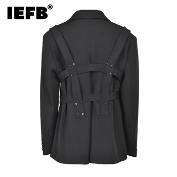 Осенний Повседневный костюм IEFB, пальто, деловые Мужские Высококачественные Свободные Маленькие блейзеры корейской моды на шнуровке, нишевый дизайн CP0505