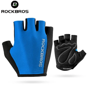 Официальные летние перчатки Rockbros, спортивные перчатки на полпальца, Дышащие, впитывающие пот, перчатки для бега MTB Fish