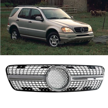 Передняя решетка радиатора для Mercedes Benz W163 ML 1999-2004 Серебристый ML320, верхний бампер, капот, Сетчатая решетка с сеткой от насекомых