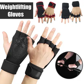Перчатки для тренировок в тренажерном зале, для мужчин, для женщин, для бодибилдинга, Нескользящие перчатки на половину пальца, поддержка запястья, Тяжелая атлетика, Спорт
