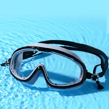 Плавательные очки Силиконовые Очки для плавания в большой оправе с затычками для ушей Мужские Женские Профессиональные очки высокой четкости с защитой от запотевания Аксессуары для плавания