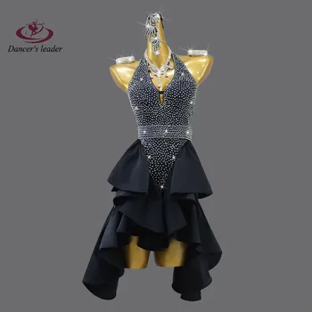 Платье для латиноамериканских танцев, высококачественная Индивидуальная юбка со вспышкой и бриллиантами, женская профессиональная одежда для взрослых, танго Чача