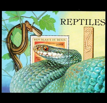 Почтовая марка Бенина, 1999, рептилии, Змеиная марка, настоящий оригинал, MNH