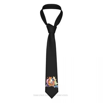 Радужная Акварель, Морская свинка, домашнее животное, Классический мужской галстук из полиэстера шириной 8 см, аксессуар для косплея