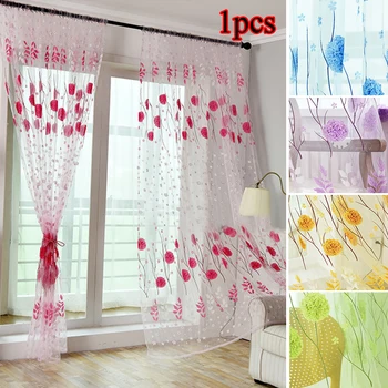 Свежие Элегантные Полупрозрачные шторы с цветочным принтом, оконные ширмы для детской комнаты, гостиной, домашнего текстиля