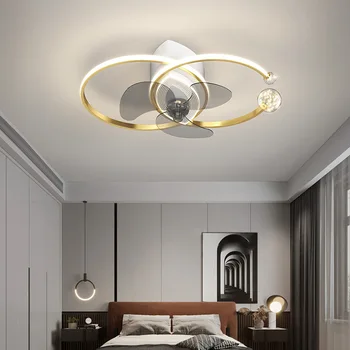 Светодиодные потолочные светильники в скандинавском стиле для спальни потолочный вентилятор лампа для ресторана столовая потолочные вентиляторы с дистанционным управлением двигатель постоянного тока