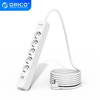 Сетевой фильтр ORICO EU Plug на 5 розеток переменного тока с 2 портами зарядки USB Удлинитель для настенного крепления Стол для домашнего офиса