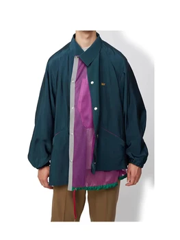 Сетчатые нейлоновые водонепроницаемые вышитые нерегулярного кроя и лоскутные свободные куртки для мужчин, одежда, пальто, верхняя одежда, куртка