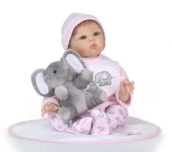 силиконовая кукла длиной 55 см, 21-дюймовая реалистичная игрушка для девочек, Рождественский подарок, Одежда, Соска, Слоненок