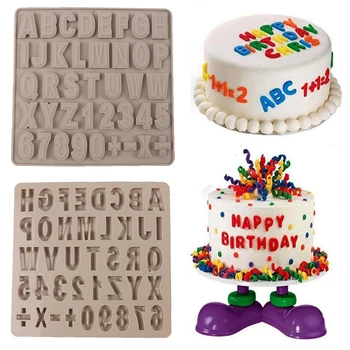 Силиконовый алфавит в верхнем регистре, цифры для клейких конфет, форма для шоколада, украшения для торта, формы для букв, инструмент для помадки