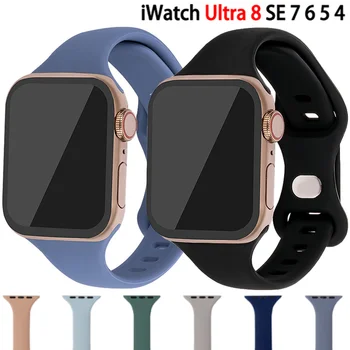 Силиконовый Ремешок Для Apple Watch band 44мм 45мм 41мм 40мм 49мм 42мм 38мм Спортивный браслет correa iwatch Series 8 Ultra 7 se 3 5 4 6