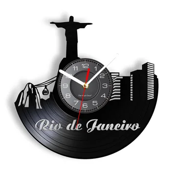 Старинные настенные часы с городским пейзажем Рио-де-Жанейро, статуи Иисуса Корковадо, Канатная дорога, люминесцентные виниловые арт-часы-подарок путешественнику