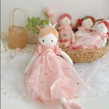 Тканевые игрушки принцессы для девочек 35 см с прекрасным платьем, подарки на день рождения для девочек, мягкая приятная игрушка, тряпичная кукла ручной работы