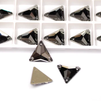 Треугольный черный бриллиант с плоской обратной стороной, пришитый к горному хрусталю, 3D одежда, камень для изготовления ювелирных изделий, стразы для одежды, платья, одежды