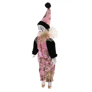 Фарфоровая кукла 22 см, Итальянская кукла-клоун, модель в розовой одежде