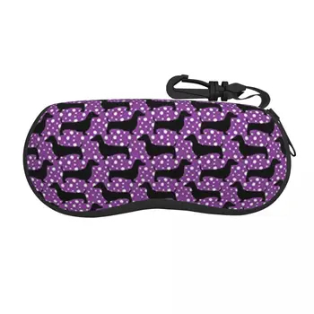 Фиолетовые солнцезащитные очки Dachshunds Мягкий футляр для очков на молнии Защитный держатель для очков с зажимом для ремня