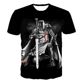 Футболка с 3D принтом Knights Templar, Модные Повседневные футболки Knights Templar, Мужские Женские Футболки в стиле Хип-Хоп Harajuku, Уличная футболка, Топы