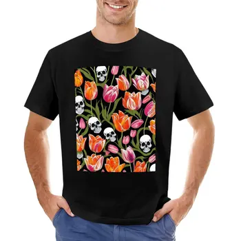 Футболка с черепами в саду Тюльпанов Эстетическая одежда мужские футболки