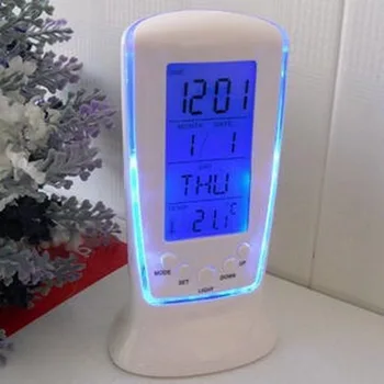 Цифровой календарь со светодиодной индикацией температуры, цифровой будильник с синей подсветкой, Электронный календарь, термометр, светодиодные часы со временем.
