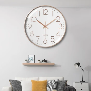 Цифровые настенные часы Украшение дома Простые круглые настенные часы Современный дизайн украшения гостиной Беззвучные часы Reloj De Pared