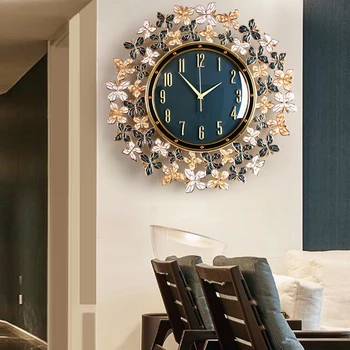 Часы с эмалевой бабочкой, настенные часы для гостиной, Домашний Модный Европейский стиль, Легкое роскошное художественное оформление стен, Кварцевые часы