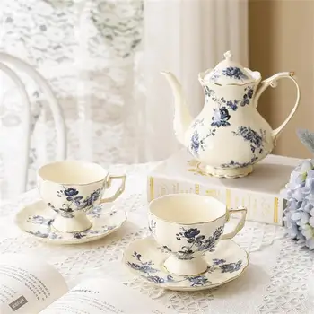 Чашка и тарелка Послеобеденный чай во французском ресторане, Кофейная чашка, Домашняя мебель, Керамический чайник в стиле британского ретро-дворца, Подарок