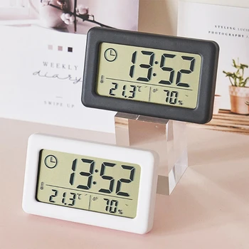 Электронные цифровые часы, будильник о температуре и влажности, простые портативные мини-легкие тонкие настольные часы в скандинавском стиле для спальни